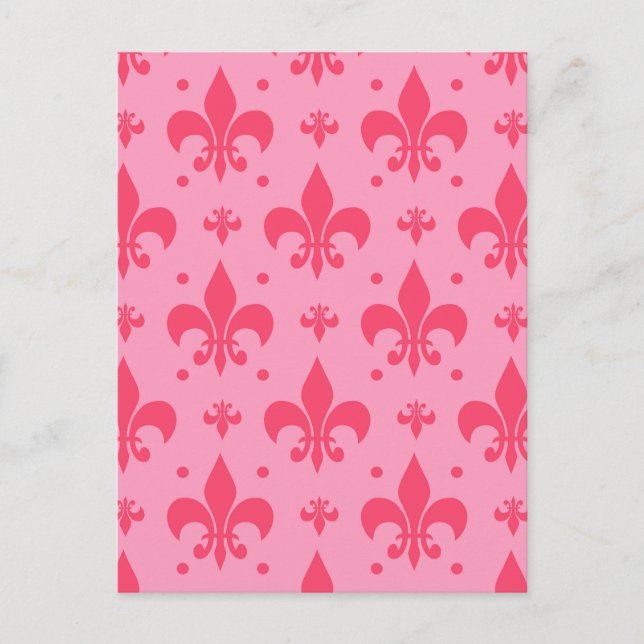 Carte Postale Conception de motif fleur de lis rose  (Devant)