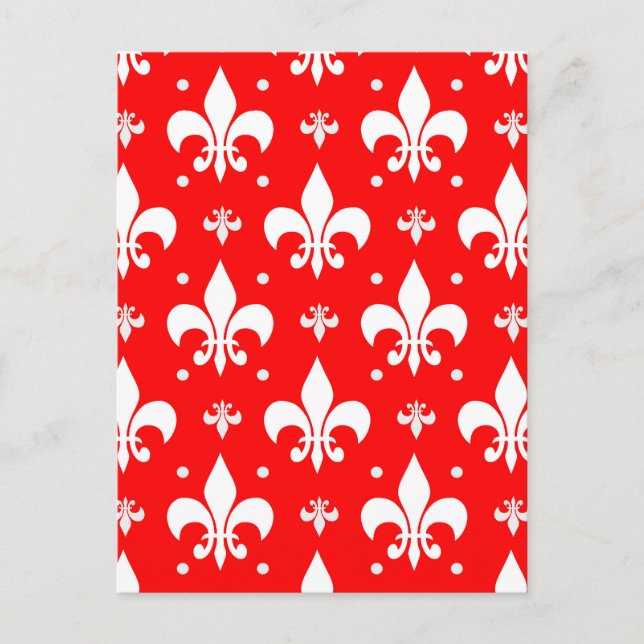 Carte Postale Conception de motif fleur de lis rouge (Devant)