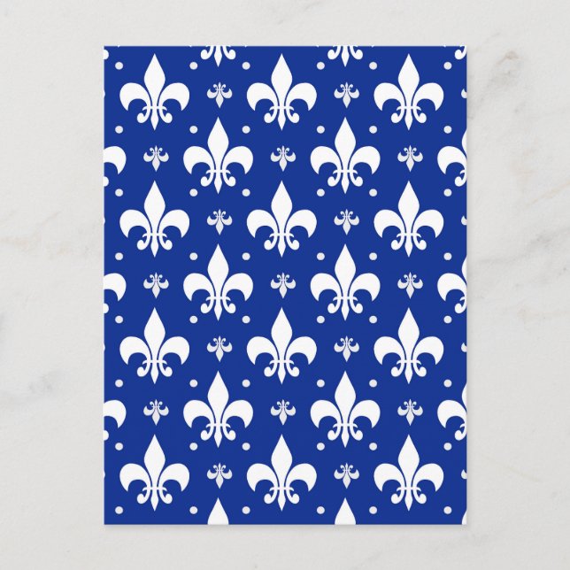 Carte Postale Conception de motif fleur de lis sur fond bleu (Devant)