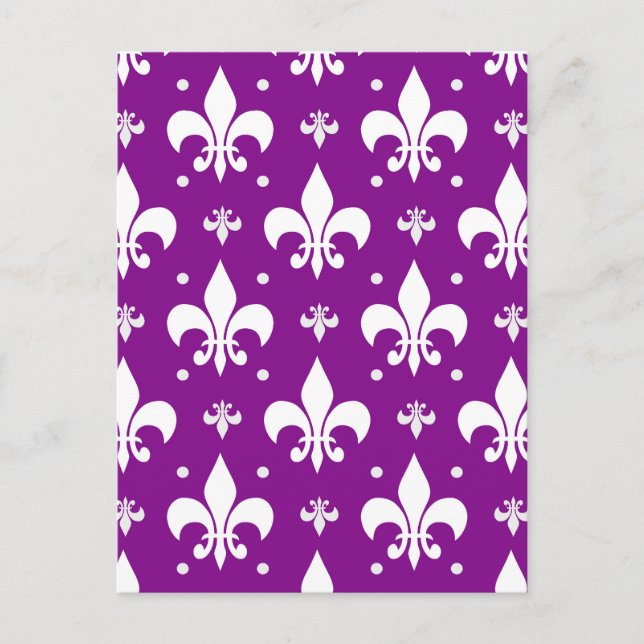 Carte Postale Conception de motif fleur de lis sur fond violet (Devant)