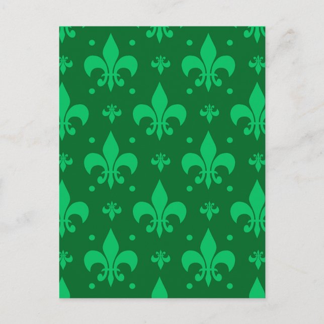 Carte Postale Conception de motif fleur de lis verte  (Devant)