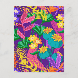 Carte Postale Conception de motif floral exotique coloré