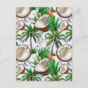 Carte Postale Conception de motif tropical de palmier à coco 