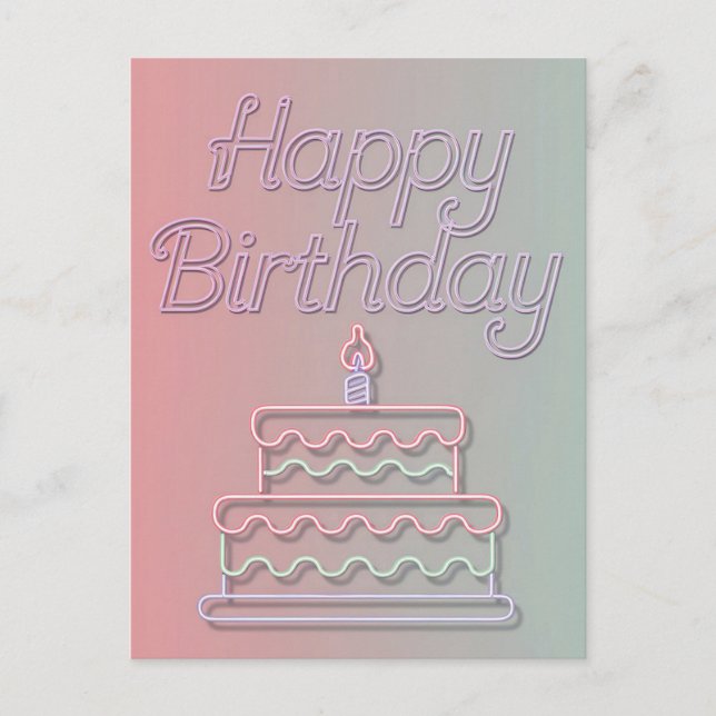 Carte Postale Conception de néon Joyeux Anniversaire (Devant)