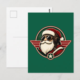 Carte Postale Conception de Noël de l'aviateur Santa Cool
