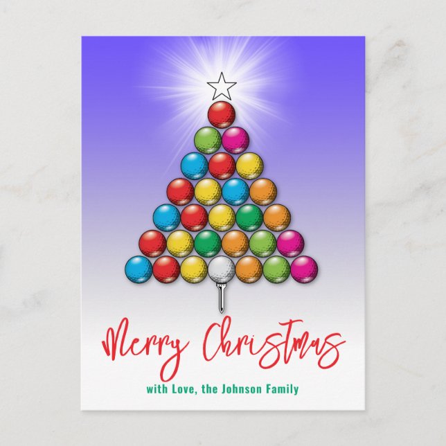Carte Postale Conception de Noël joyeux golf (Devant)