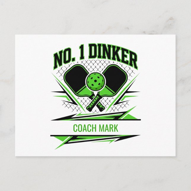 Carte Postale Conception de nom d'entraîneur de pickleball Dinke (Devant)