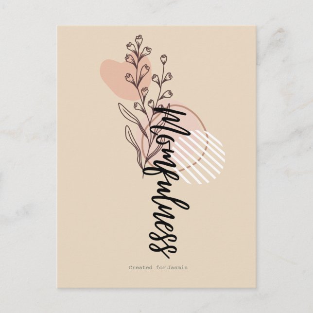 Carte Postale Conception de nom floral Boho Momfulness en écritu (Devant)