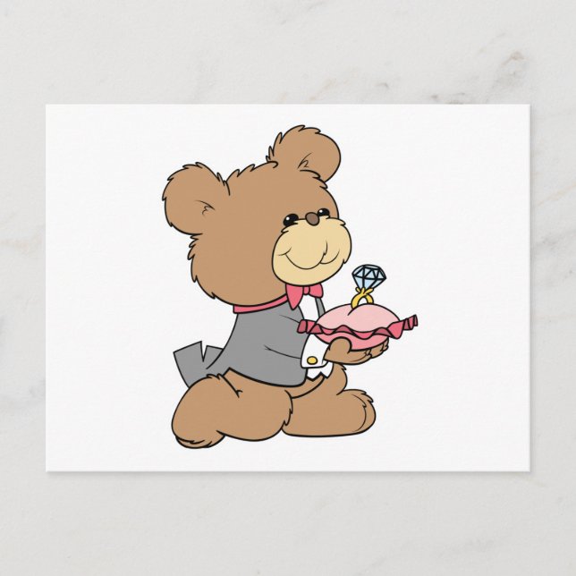 Carte Postale conception de nounours porteur de bague ou de prop (Devant)