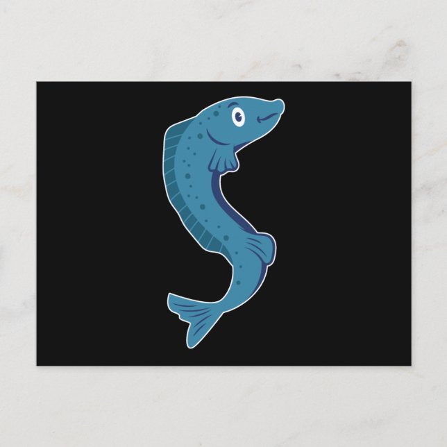 Carte Postale Conception de poisson d'océan baleine nageant phoq (Devant)