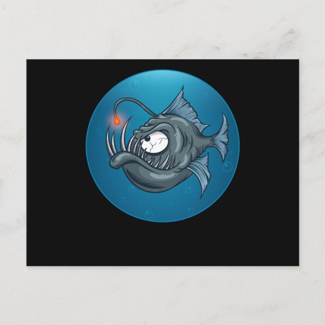 Carte Postale Conception de poisson océan baleine nageant phoque (Devant)