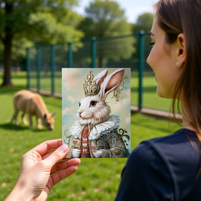 Carte Postale Conception de portrait de lapin royal rouge baroqu (Créateur téléchargé)