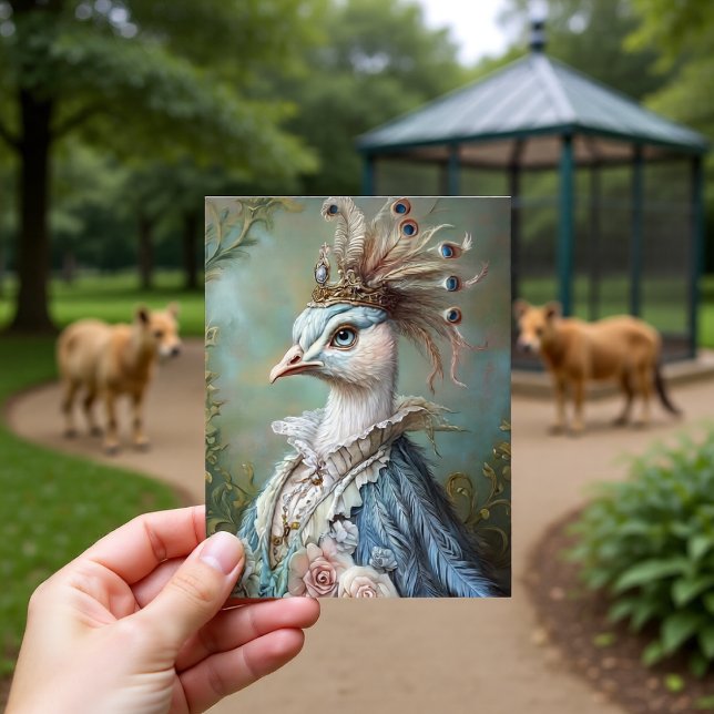 Carte Postale Conception de portrait royal de paon baroque (Créateur téléchargé)