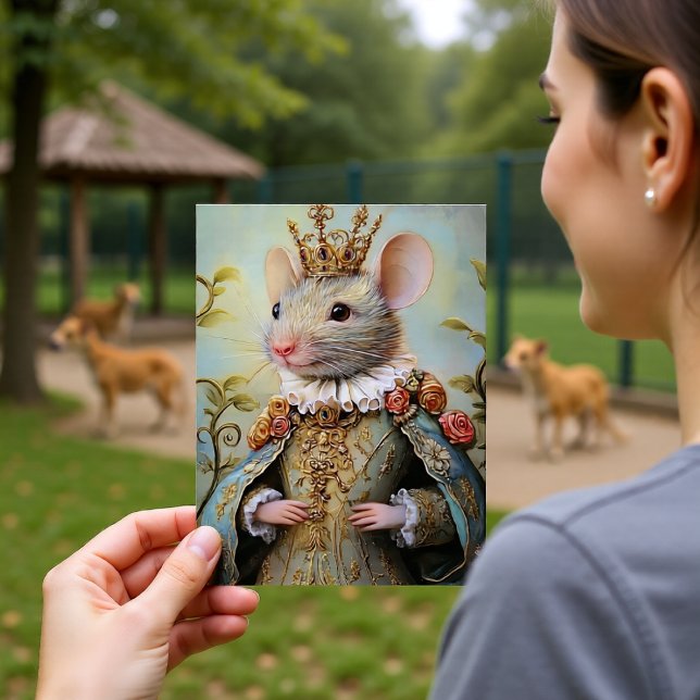 Carte Postale Conception de portrait royal de roi souris baroque (Créateur téléchargé)