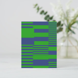 Carte Postale Conception de rayures patchwork bleu vert