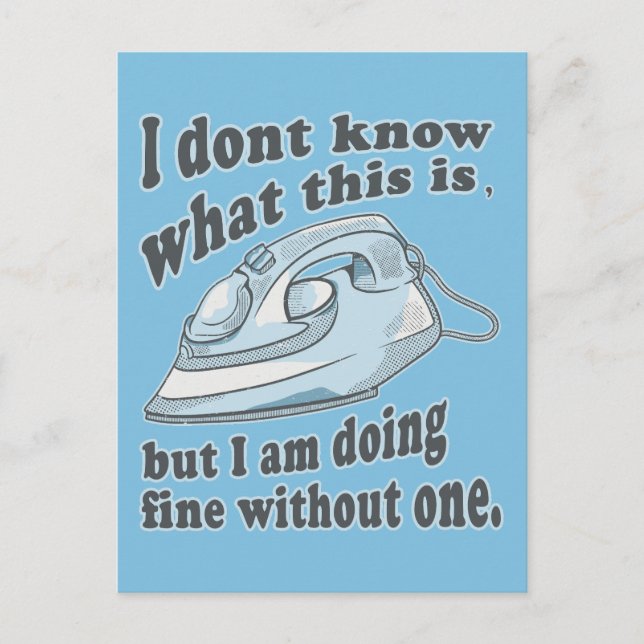 Carte Postale Conception de repassage drôle Je déteste repasser (Devant)