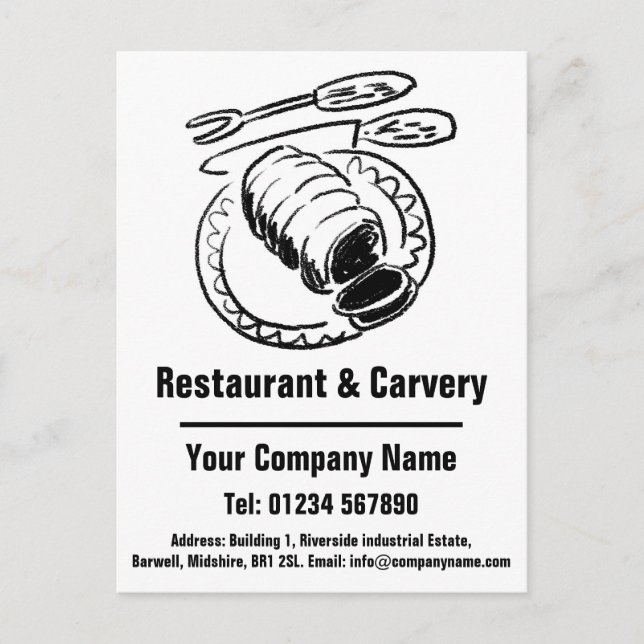 Carte Postale Conception de restaurant et de carvery à personnal (Devant)