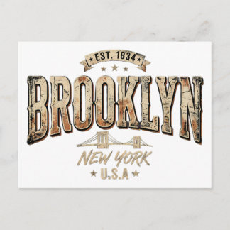 Carte Postale Conception de script doré orné de Brooklyn New Yor