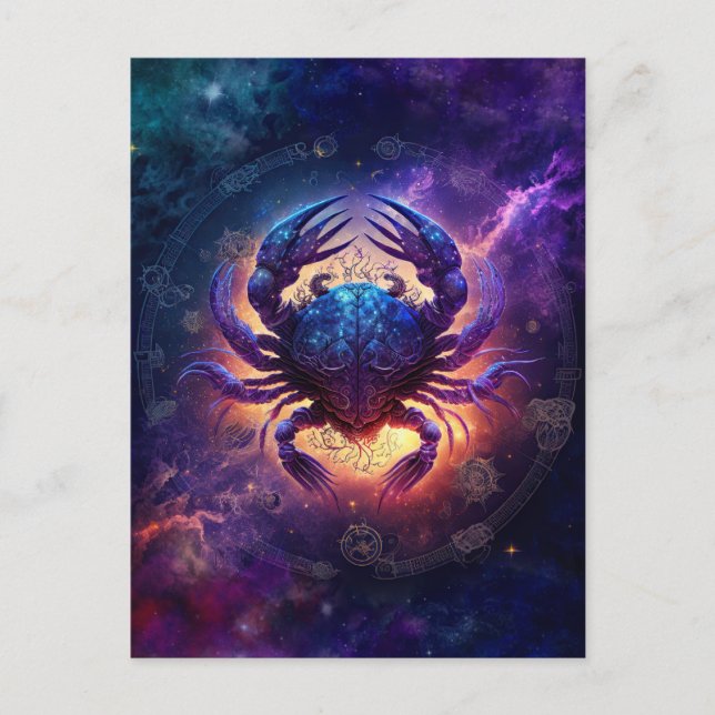 Carte Postale Conception de signe du zodiaque Cancer à l'aquarel (Devant)