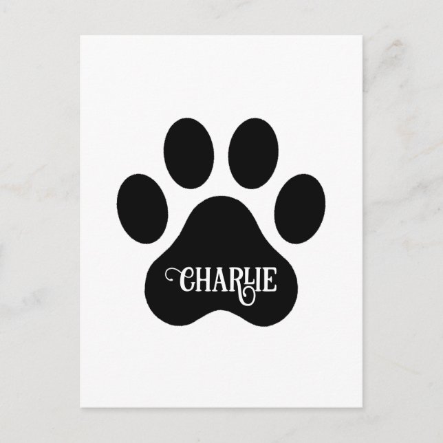 Carte Postale Conception de silhouette de nom de patte de chien (Devant)