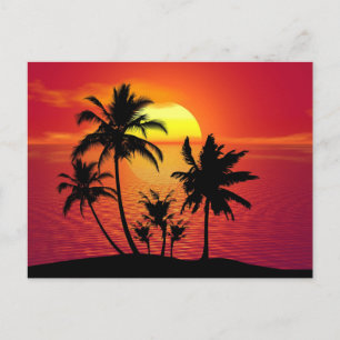 Carte Postale Conception de silhouette de palmiers au coucher du