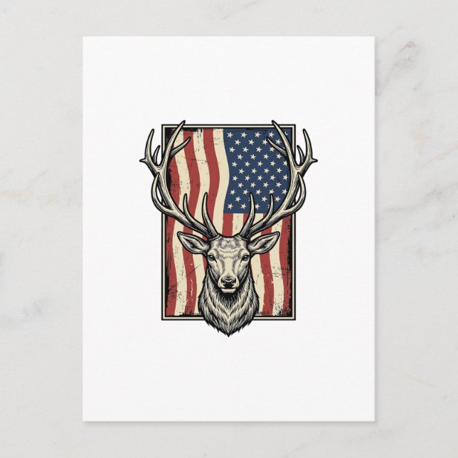 Carte Postale Conception de T-shirt de chasse de drapeau américa (Devant)