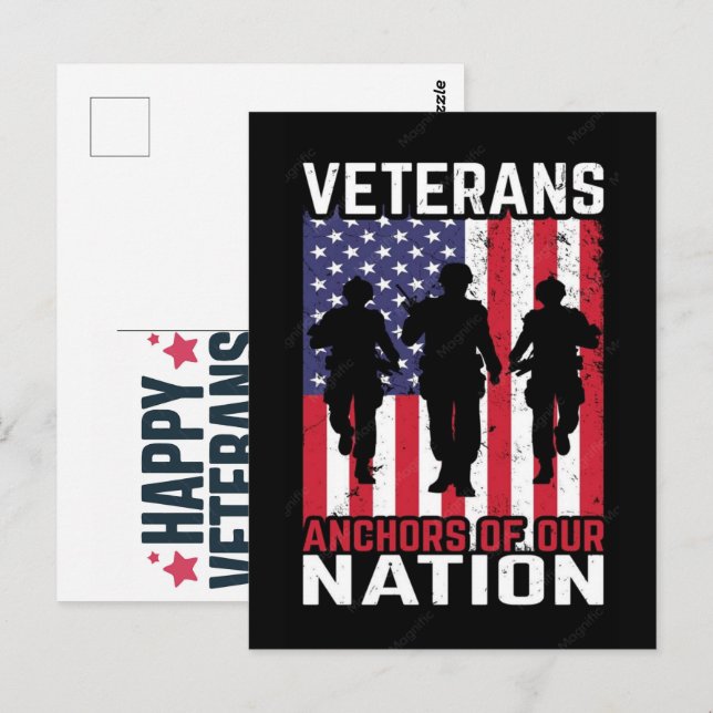 Carte Postale Conception de t-shirt pour vétéran, conception typ (Devant / Derrière)