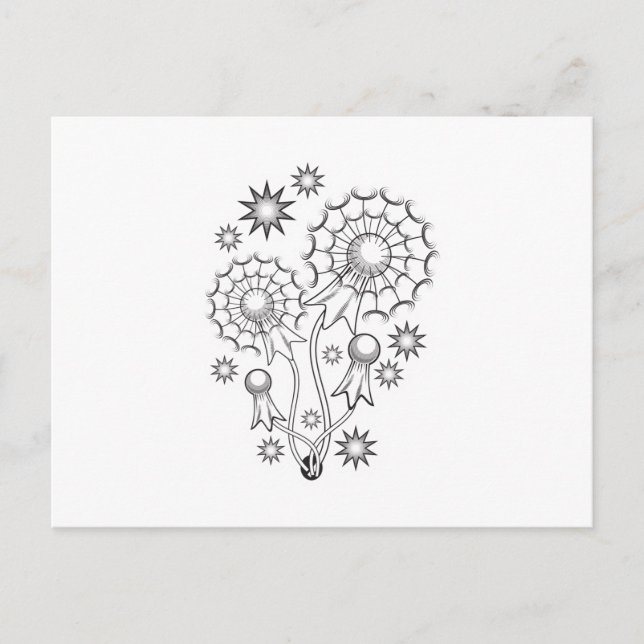 Carte Postale Conception de tatouage Dandelion (Devant)