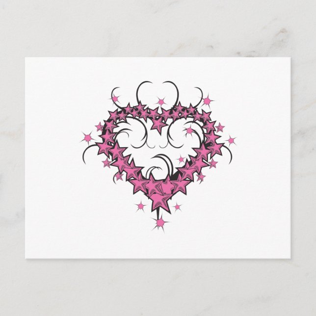 Carte Postale conception de tatouage d'étoiles en forme de cœur (Devant)