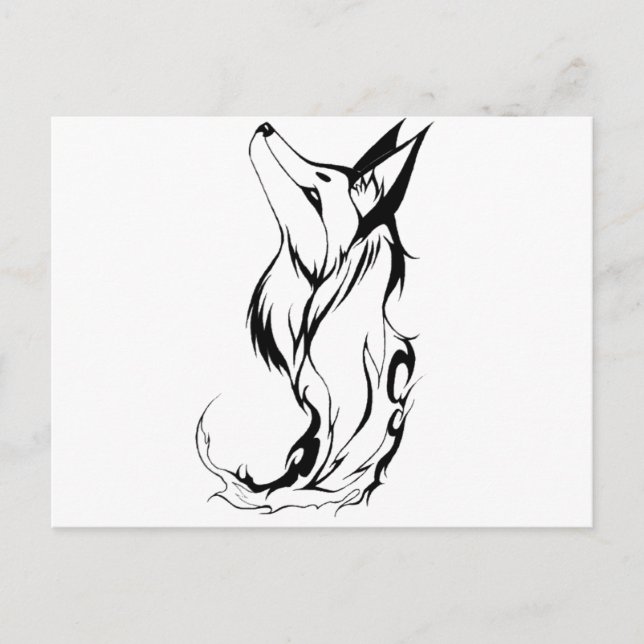 Carte Postale Conception de tatouage Fox Tribal (Devant)