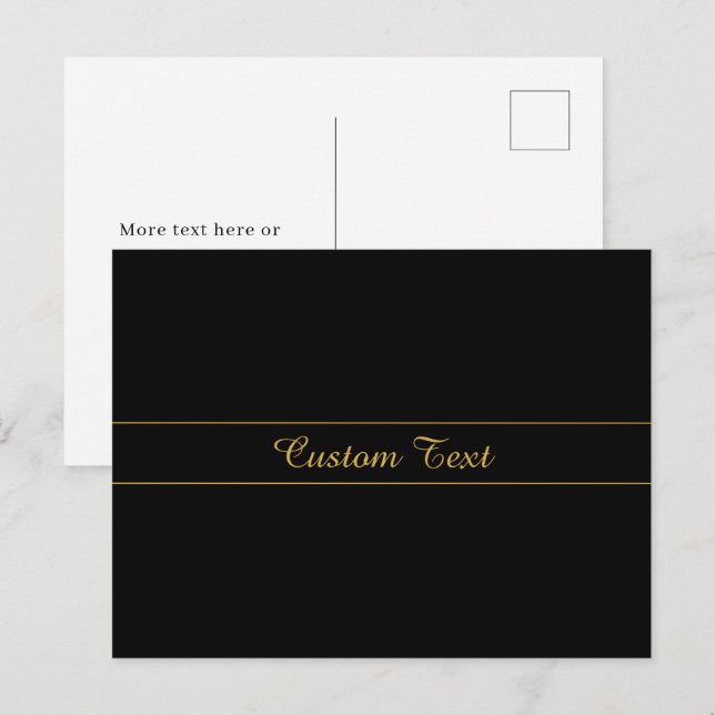 Carte Postale Conception de texte personnalisable simple or et n (Devant / Derrière)