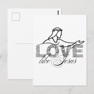 Carte Postale Conception de typographie chrétienne Aimer comme J