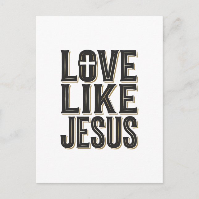 Carte Postale Conception de typographie chrétienne Amour comme J (Devant)