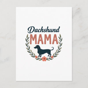Carte Postale Conception de vecteur de maman teckel vintage flor