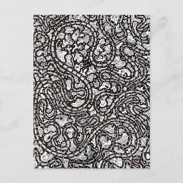 Carte Postale Conception de visages étranges de dessin animé sin (Devant)