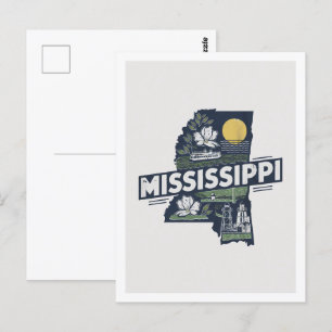 Carte Postale Conception de voyage rétro du Mississippi États am