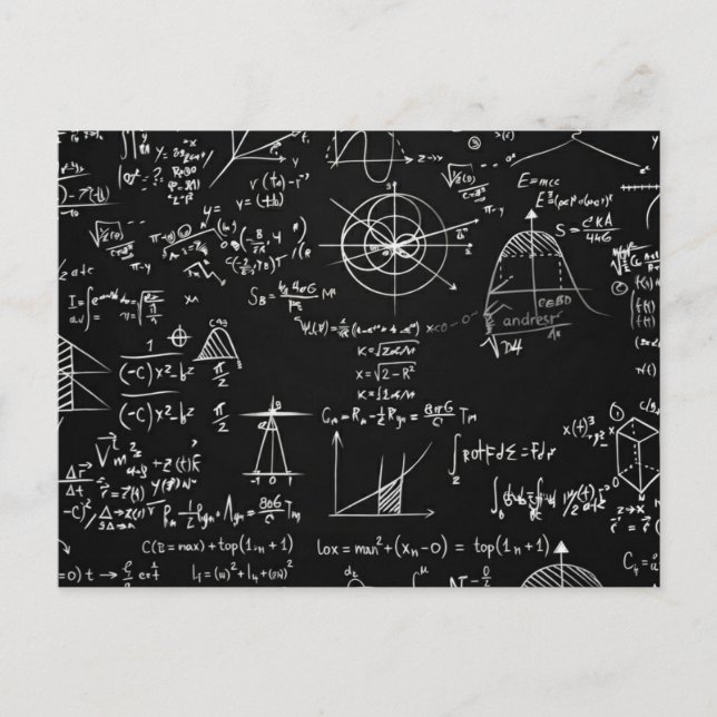 Carte Postale Conception d'équations de tableau noir de mathémat (Devant)