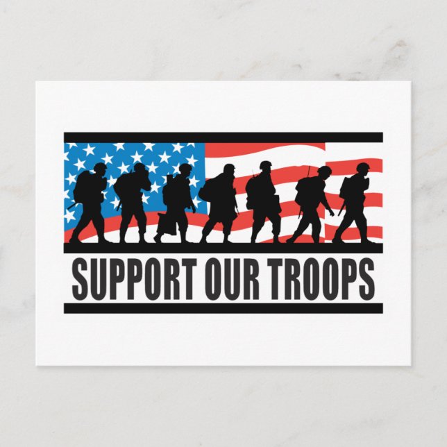 Carte Postale Conception du drapeau de soutien à nos troupes (Devant)