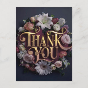 Carte Postale Conception élégante de lettrage doré « Merci » à m