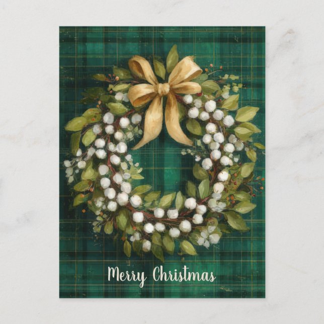 Carte Postale Conception élégante et festive de couronne de Noël (Devant)