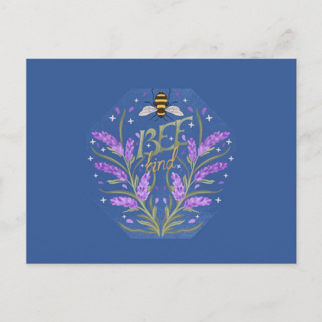 Carte Postale Conception Florale "Bee Kind" - Message de Motivat (Devant)
