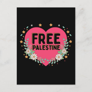 Carte Postale conception graphique du coeur rose de la Palestine