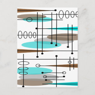 Carte Postale Conception inspirée par l'ère atomique du milieu d