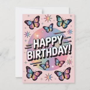 Carte Postale Conception Joyeux Anniversaire avec Papillons Colo