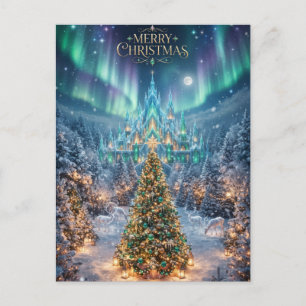 Carte Postale Conception majestueuse d'arbre de Noël et de châte