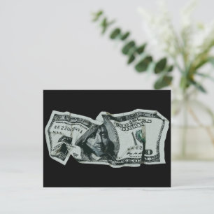 Carte Postale Conception moderne d'un billet de 100 $ froissé