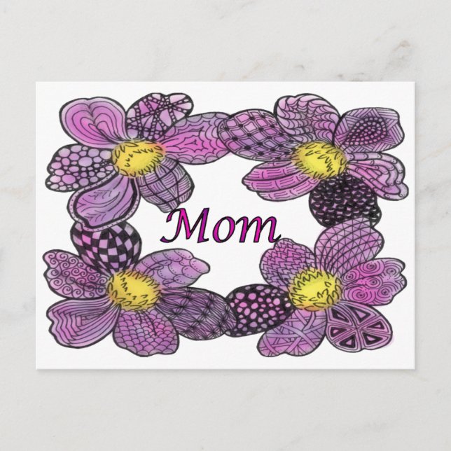 Carte Postale Conception MOM à fleurs violettes (Devant)