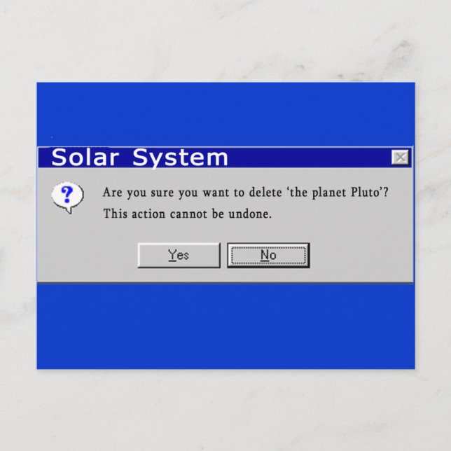 Carte Postale Conception rétrogradée drôle de Pluton (Devant)