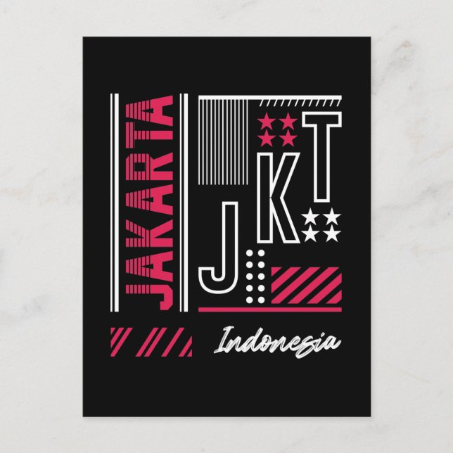 Carte Postale Conception typographique urbaine graphique Jakarta (Devant)
