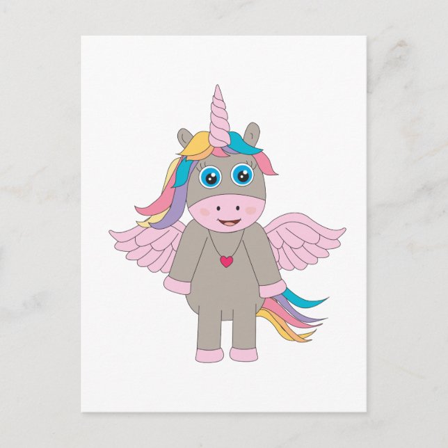 Carte Postale Conception Unicorne Arc-en-ciel mignon (Devant)